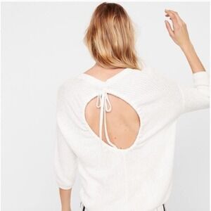 Express ribbed knit open back sweater S